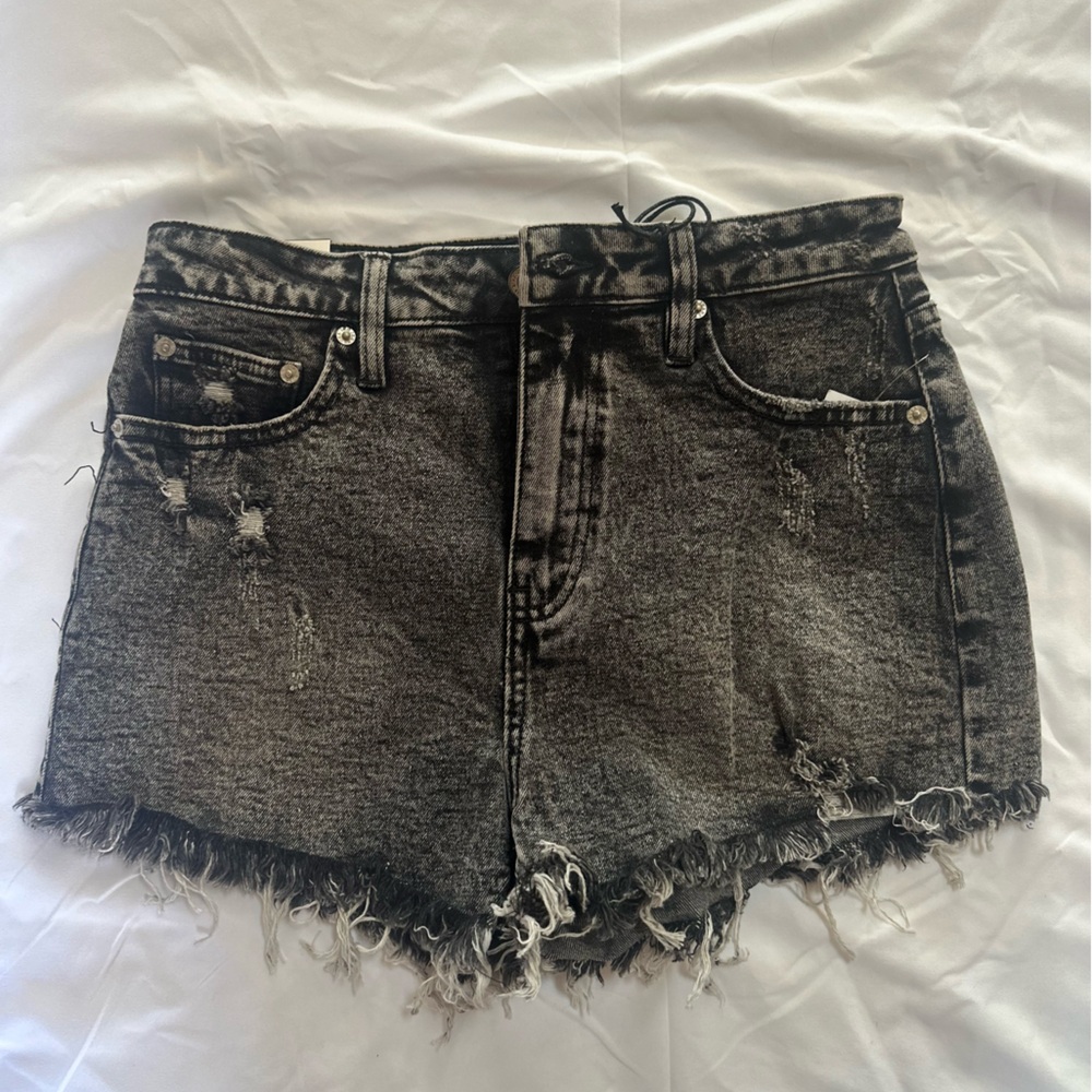 Distressed Grey Denim Shorts